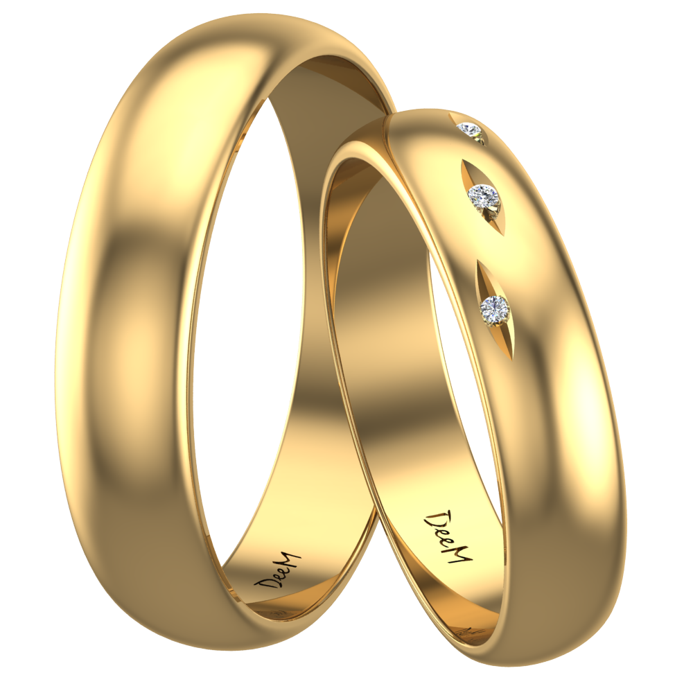 półokrągłe obrączki ślubne z żółtego złota