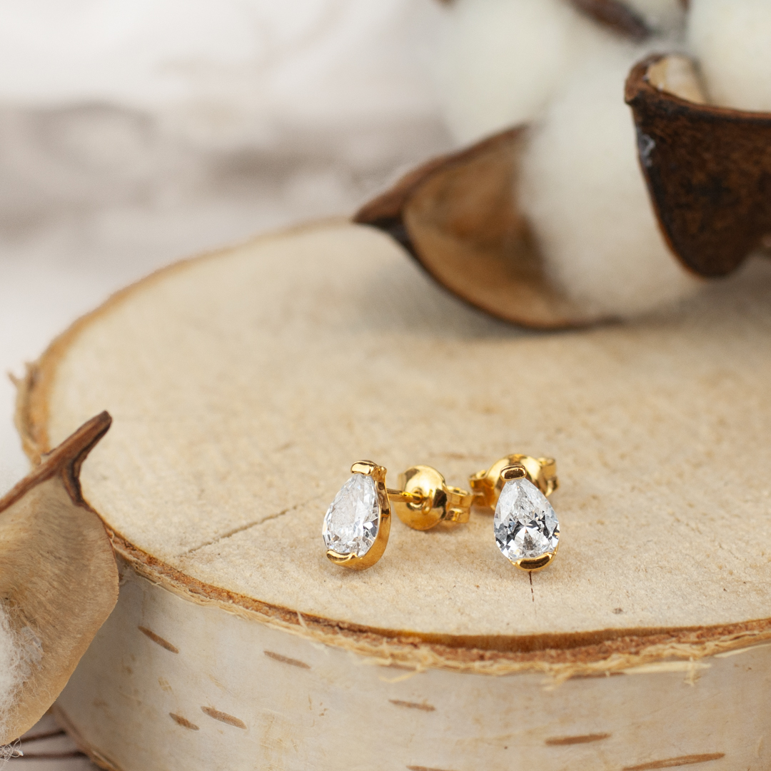 Komplet biżuterii z pozłacanego srebra 925 kolczyki i wisiorek łezki KPL0873